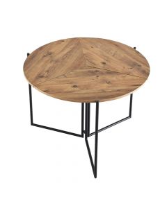 Dining table, foldable, Yaprak, metal frame (black), melamine tabletop (walnut), Ø101 xH73 cm