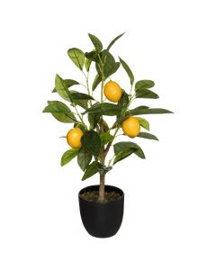 Pemë artificiale, Limon, në vazo, polietilen/eva, jeshile/verdhë, Ø27 xH43 cm