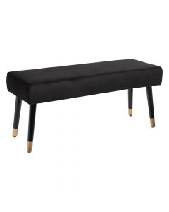 Bench, Salome, wooden frame, textile upholstery, black/golden, 100x35xH45 cm