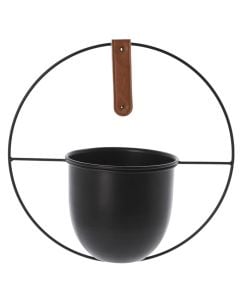 Flower pot, metal, black, 15x14 cm