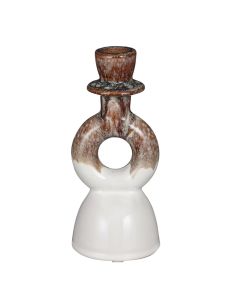 Candle holder, brown/white, Ø8 xH18 cm