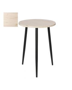 Side table, Fedor, metal frame, mdf tabletop, light brown/black, Ø39.5 xH54 cm