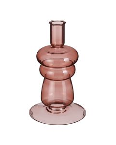 Candle holder, glass, light pink, Ø10.5 xH18 cm