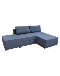 Corner sofa, Armada, metal frame, textile upholstery, cushion included, blue, 165x230xH65 cm, bed: 166x212 cm