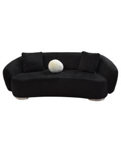 Sofa, 3-seater, Marsel, textile upholstery, black, 252x100xH80 cm, bed: 65x180 cm