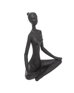 Decorative statue, Women Yoga, polyresine, black, 13x6xH22 cm