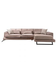 Corner sofa, Frido, right, metal frame, textile upholstery, cushion included, beige, 308x100x92 cm