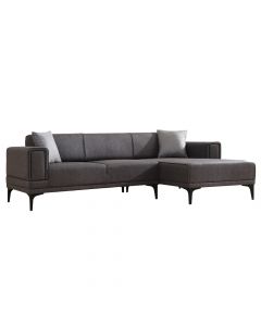 Corner sofa, Horizon, right, ahu frame, textile upholstery, plastic legs, anthracite, 250x140x77 cm