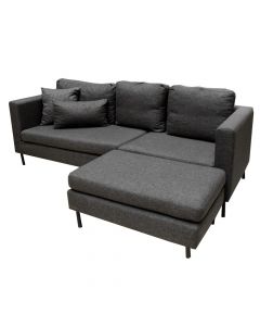 Corner sofa, Mino Modular, right, wooden frame, textile upholstery, metal legs, anthracite, 205x205x84 cm