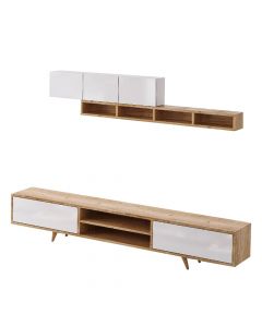 TV and wall display unit, Zenio Rose, chipboard, brown/white, 170x38x37 cm