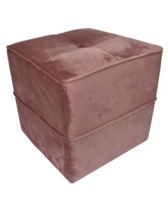 Pouffe, Reflect, wooden frame, velvet upholstery, pink, 39.5x39.5x40.5 cm