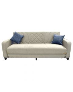 Sofa, 3-seater, Mega,  textile upholstery, white, 220x90xH95 cm, bed: 110x190 cm