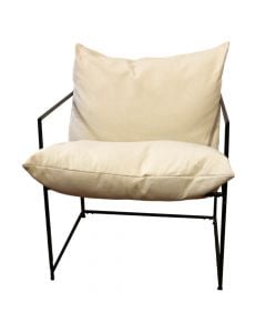 Sofa chair, metal frame, textile upholstery, foam, beige/black, 62.5x61xH62 cm