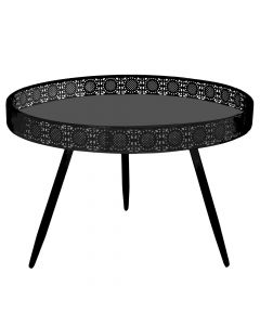 Tavolinë mesi, Lagune, metalike, e zezë, Ø70xH45.5 cm