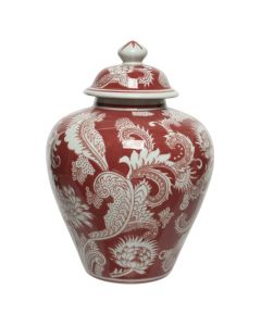 Vazo dekorative, porcelani, e kuqe/e bardhë, Ø23xH31 cm
