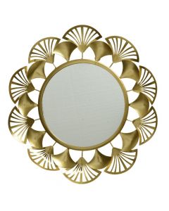 Pasqyrë dekorative, e rrumbullakët, metalike, floriri, Ø43 cm