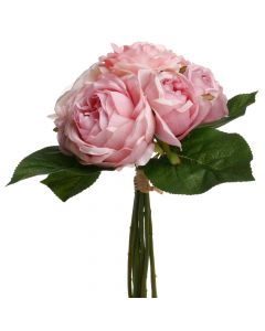 Lule artificiale, Roses, buqetë poliester/metal/polietilen, rozë, 23x23xH31cm