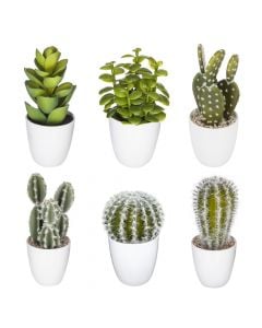 Lule artificiale, Kaktus, në vazo, Eva/poletilene/plastik, jeshile/e bardhë, 7.5hH20cm