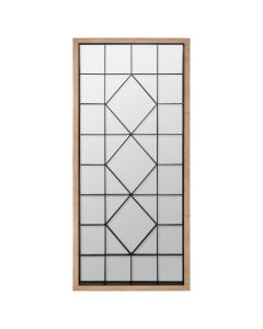 Pasqyrë dekorative, drejtkendore, dru/metal,xham, kafe/e zezë, 71x3xH165 cm