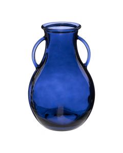 Vazo dekorative, Amfora, qelq, blu, 20xH32 cm