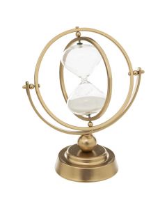 Decorative timer, World, metal/glass, gold, 21x11xH25cm