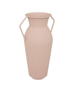 Vazo dekoruese, me dorezë, metal, rozë e lehtë, 14xH26 cm