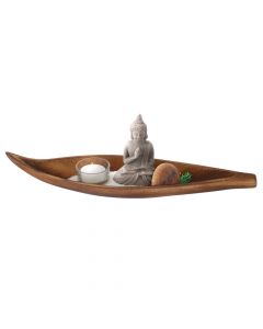 Objekt dekorativ, Buddha, druri, 37x9.5xH3.5 cm