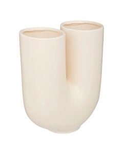 Vazo dekorative, Rivi, qeramike, bezhë, 25x20xH11.4 cm