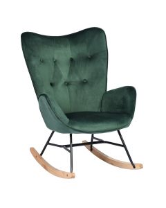 Relax chair, Epping, velvet upholstery, wooden leg, green, 68x87xH98 cm