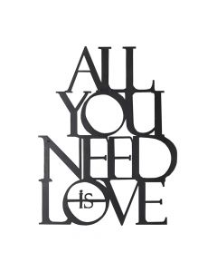 Dekorues muri, "All you need is Love", metalike, e zezë, 38xH49 cm