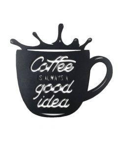Dekorues muri, Coffee Cup, metalike, e zezë, 48xH44 cm
