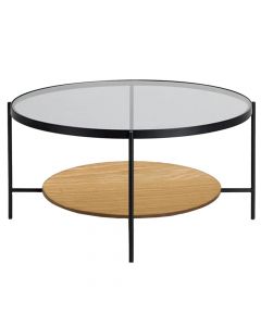 Tavolinë mesi, Oslo, metalike/xham, kafe/e zezë, 76x76xH42 cm