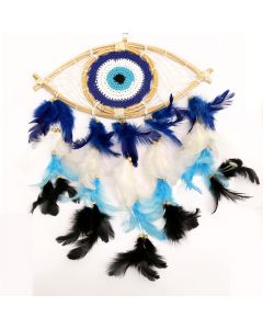 Dekorues muri, Livana Eye, makrame, blu/e bardhë, 24x2xH40 cm