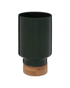 Vazo dekorative, qeramike/bambu, e zezë/natyrale, 10x10xH18 cm