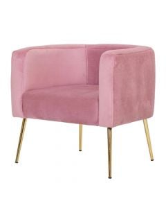 Armchair, Dynamic, textile ulpohstery, metal legs, pink/golden, 65x60xH70 cm