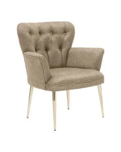 Armchair, Armens, textile ulpohstery, metal legs, brown/golden, 46x46xH44 cm