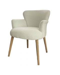 Armchair, Teddy, textile ulpohstery, wooden legs, white, 65x65xH75 cm