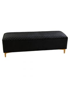 Pouffee, Royal, melamine structure, textile upholstery, black/golden, 140x40xH42 cm