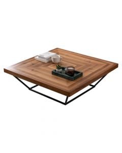 Tavolinë mesi, Cora, strukturë metalike, syprinë mdf, kafe/e zezë, 100x100xH32 cm