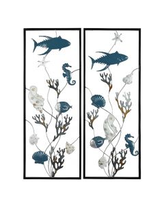 Dekorues muri, Fish, metalike, e zezë/blu, 28.6xH74.3 cm