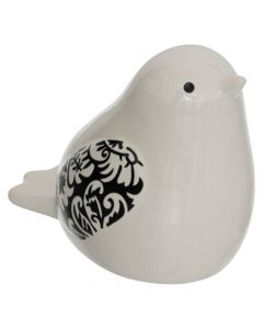Decorative object, Bird, S, ceramic, white/black, 10x7xH11.5 cm