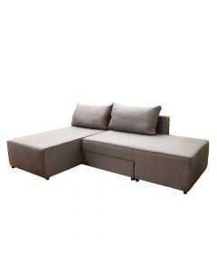 Corner sofa, Armada, metal frame, textile upholstery, brown, cushion included, 165x230xH65 cm, bed: 166x212 cm