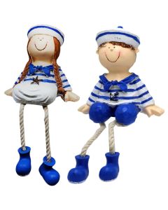 Objekt dekorues, Marinarë, rezin, e bardhë/blu, 15.5x9xH32 cm