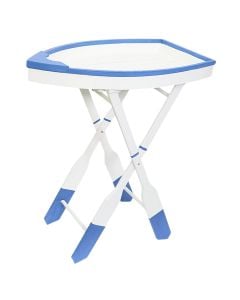 Tavolinë anësore, druri, e bardhë/blu, 65x37xH68 cm