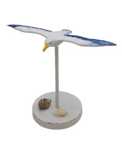 Objekt dekorues, Pulëbardha, druri, e bardhë/blu, 16x8xH9 cm