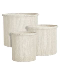 Storage basket, Danfield, set 3 pieces, rattan, white, Ø23xH23 cm; Ø28xH25 cm; Ø32xH28 cm