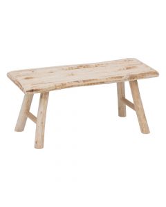 Decorative wooden bench, Miko, poplar wood, natural, 70x26xH31 cm