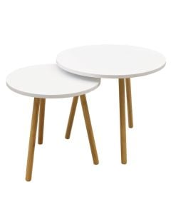 Coffee table ''Ester'', mdf, white/natural, 50x50xH49 cm; 39x39xH40 cm