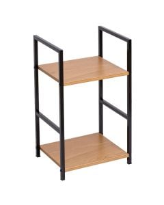Multifunctional shelf, 2 levels, metal/melamine, black/natural oak, 29.1x23.5xH48 cm