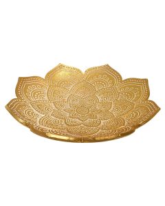 Decorative plate, Oasis, resin, golden, Ø29.5 cm